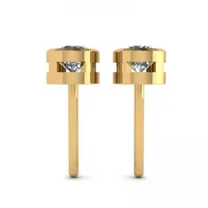 Pendientes Redondos De Diamantes En Oro Amarillo - Photo 1