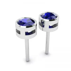 Aretes Clásicos de Zafiro Azul en Oro Blanco - Photo 3