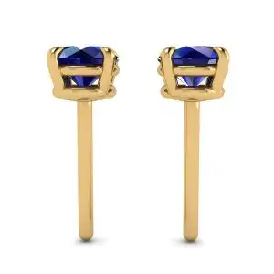 Aretes Clásicos de Zafiro Azul en Oro Amarillo - Photo 1
