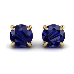 Aretes Clásicos de Zafiro Azul en Oro Amarillo