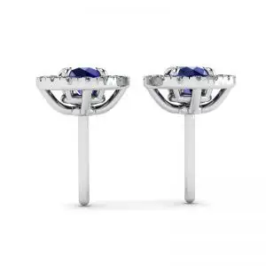 Aretes de zafiro con halo de diamantes desmontable - Photo 1