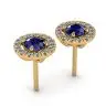 Aretes de zafiro con halo de diamantes desmontable en oro amarillo, Image 3