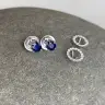 Aretes de zafiro con halo de diamantes removible en oro rosado, Image 5