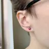 Aretes de zafiro con halo de diamantes desmontable en oro rosado, Image 4