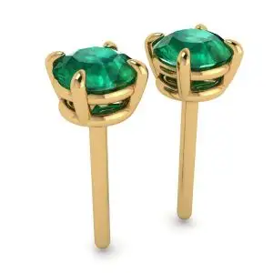 Aretes Clásicos de Esmeralda en Oro Amarillo - Photo 2