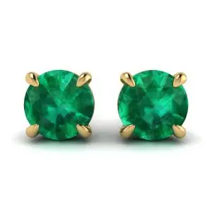 Aretes Clásicos de Esmeralda en Oro Amarillo