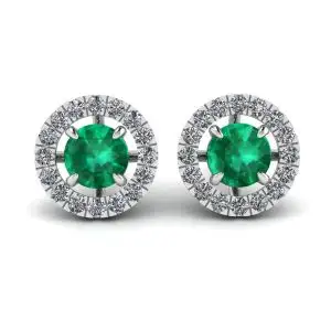 Aretes de esmeralda con cubierta de halo de diamantes desmontable