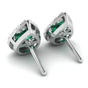 Aretes de esmeralda en forma de pera con halo de diamantes - Photo 2