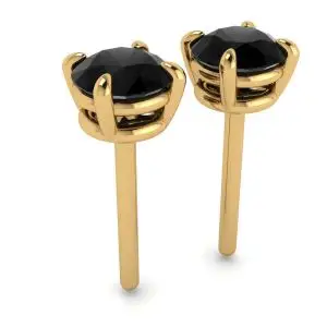 Pendientes de botón de diamantes negros de 5 mm Oro amarillo - Photo 2