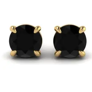 Pendientes de botón de diamantes negros de 5 mm Oro amarillo