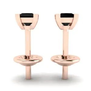 Pendientes de tuerca con diamantes negros de talla princesa de 4 mm en oro rosa - Photo 1