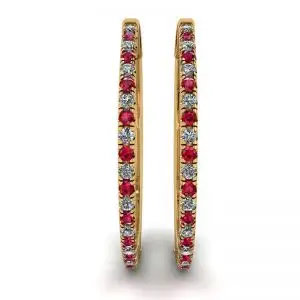 Aros de Oro Amarillo con Rubíes y Diamantes - Photo 2