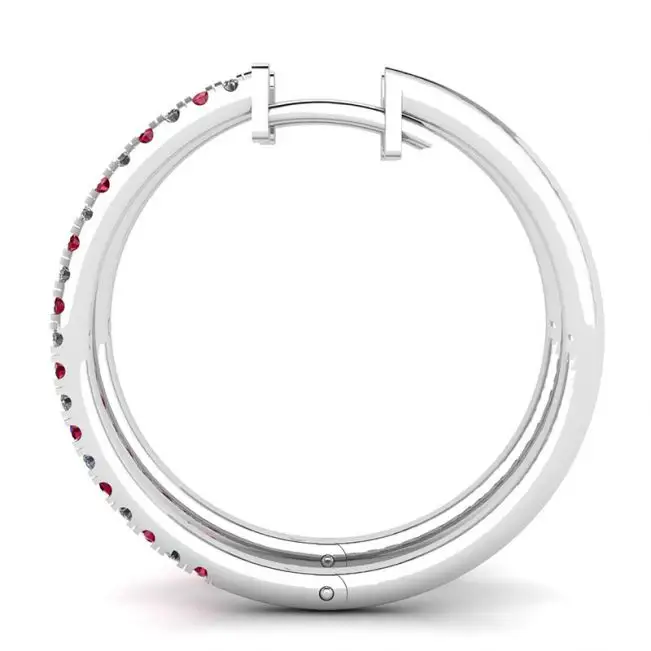 Aros de Oro Blanco con Rubíes y Diamantes - Photo 1