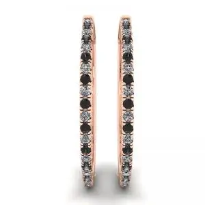 Aretes de Aro con Diamantes Blancos y Negros en Oro Rosa - Photo 2
