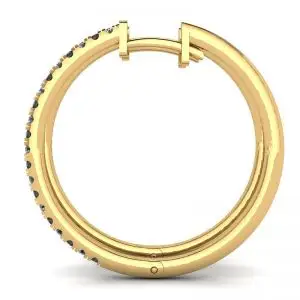 Pendientes Aro Diamantes Blancos y Negros Oro Amarillo - Photo 1