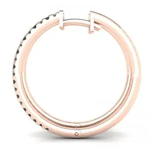 Aretes de Aro con Diamantes Blancos y Negros en Oro Rosa - Photo 1