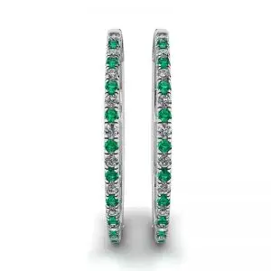 Aretes de Diamantes y Esmeraldas Oro Blanco - Photo 2