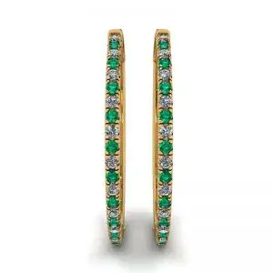 Aretes de Diamantes y Esmeraldas Oro Amarillo - Photo 2