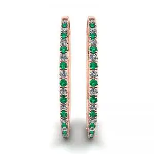 Aretes de Diamantes y Esmeraldas en Oro Rosa - Photo 2
