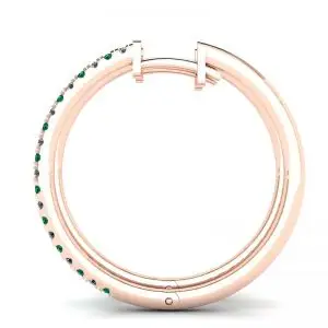 Aretes de Diamantes y Esmeraldas en Oro Rosa - Photo 1