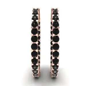 Pendientes de aro con diamantes negros en oro rosa - Photo 2
