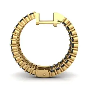 Pendientes de aro con diamantes negros en oro amarillo - Photo 1