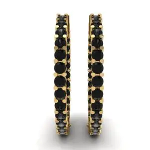 Pendientes de aro con diamantes negros en oro amarillo - Photo 2