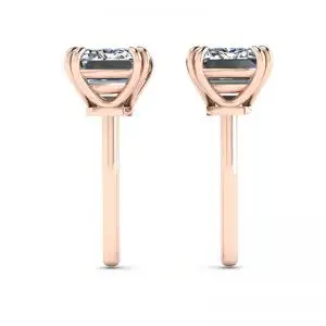 Pendientes de botón con diamantes de talla esmeralda en oro rosa - Photo 2