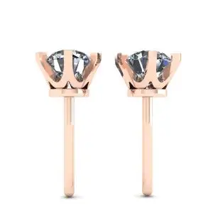 Aretes clásicos de diamantes en oro rosado de 18 quilates - Photo 1
