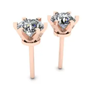 Aretes clásicos de diamantes en oro rosado de 18 quilates - Photo 2