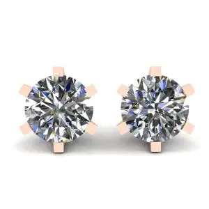 Aretes clásicos de diamantes en oro rosado de 18 quilates