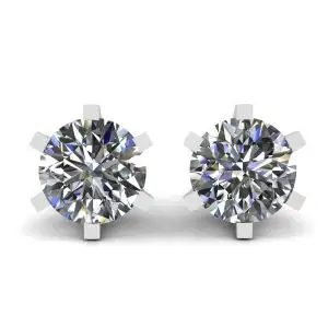 Aretes de diamantes clásicos en oro blanco de 18 quilates