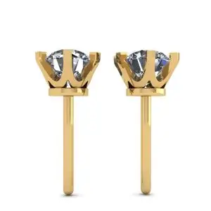 Aretes clásicos de diamantes en oro amarillo de 18 quilates - Photo 1