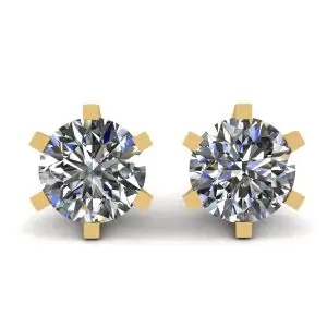 Aretes clásicos de diamantes en oro amarillo de 18 quilates