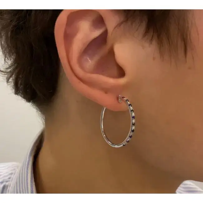 Aros de Oro Blanco con Rubíes y Diamantes - Photo 3