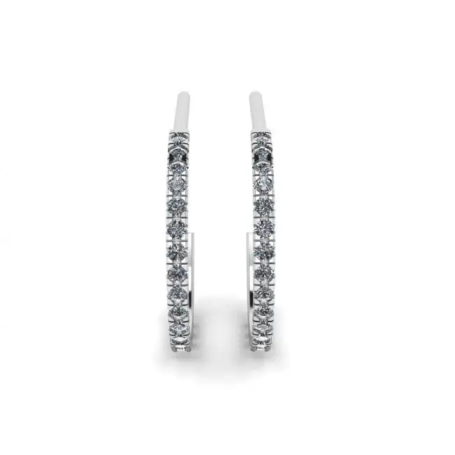Aretes de Aro con Diamantes en Oro Blanco - Photo 1