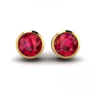Aretes Rubí en Oro Amarillo