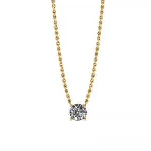 Collar clásico de diamantes solitarios en cadena fina de oro amarillo