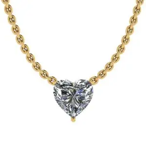 Collar Solitario Corazón Diamante en Cadena Fina Oro Amarillo