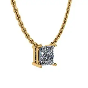 Collar Princesa Diamante Solitario Cadena Fina Oro Amarillo - Photo 1