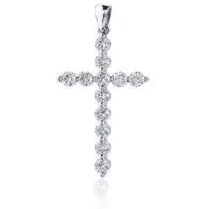 Collar Cruz con 12 diamantes en Oro Blanco 18K