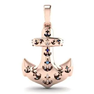 Dije Ancla Zafiro en Oro Rosa 18K - Photo 2