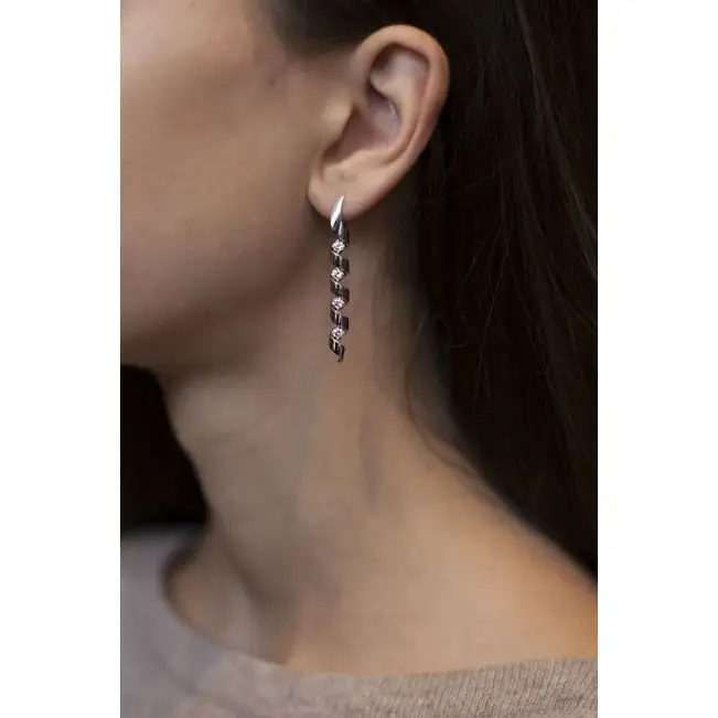 Pendientes Largos con Diamantes 0,88 ct - Colección Ruban - Photo 1