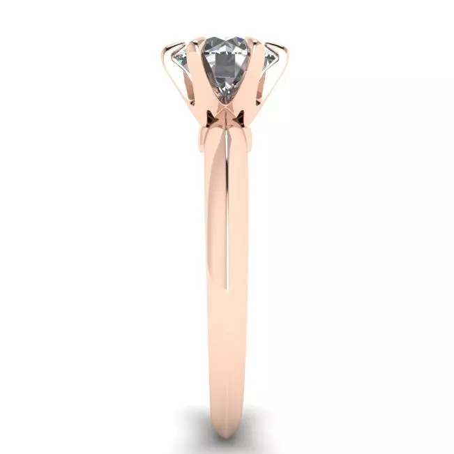 Anillo de compromiso de diamantes redondos de 6 puntas en oro rosado - Photo 2