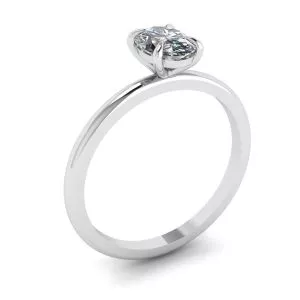 Anillo Solitario Clásico con Diamante Ovalado en Oro Blanco - Photo 3