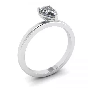 Anillo solitario clásico con diamantes y pera - Photo 3