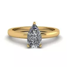 Anillo Solitario Clásico Pera Diamante Oro Amarillo