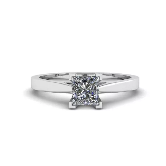Anillo de diamantes de talla princesa estilo futurista, Ampliar imagen 1