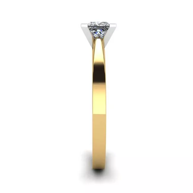 Anillo de estilo futurista con diamantes de talla princesa en oro amarillo - Photo 2