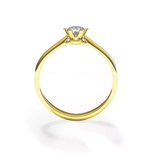 Anillo de compromiso de 6 puntas con corona de diamantes en oro amarillo - Photo 1